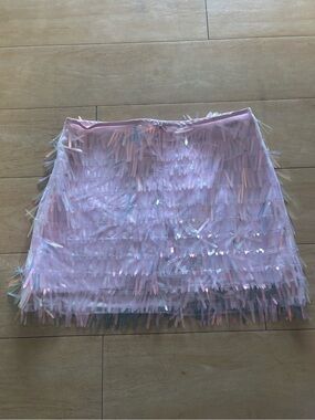 Hazel and Olive Pink Sequin Fringe Mini Skirt size M